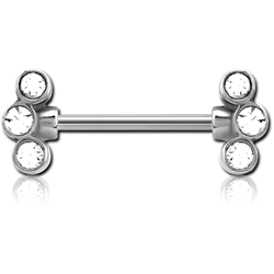 STERILE SURGICAL STEEL GRADE 316L JEWELED NIPPLE BAR
