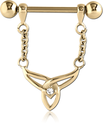 ZIRCON GOLD PVD COATED SURGICAL STEEL GRADE 316L JEWELED NIPPLE SHIELD