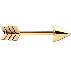 ZIRCON GOLD PVD COATED SURGICAL STEEL GRADE 316L NIPPLE BAR - ARROW