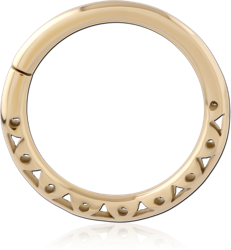 14 KARAT GOLD YELLOW HINGE SEGMENT RING TRIANGLE CUTOUT EDGE