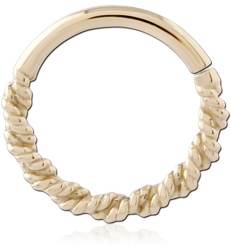 14 KARAT GOLD YELLOW HINGE SEGMENT RING TWISTED ROPE