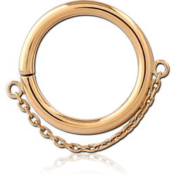 14 KARAT GOLD YELLOW SEAMLESS RING WITH CHAIN