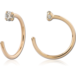 14 KARAT GOLD YELLOW JEWELED OPEN NOSE RING