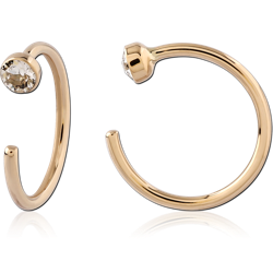 14 KARAT GOLD YELLOW JEWELED OPEN NOSE RING