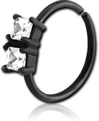 BLACK PVD COATED SURGICAL STEEL GRADE 316L JEWELED SEAMLESS RING