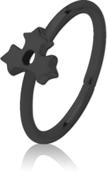 BLACK PVD COATED SURGICAL STEEL GRADE 316L SEAMLESS RING - TRIPLE STAR