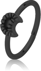 BLACK PVD COATED SURGICAL STEEL GRADE 316L SEAMLESS RING - CRESCENT