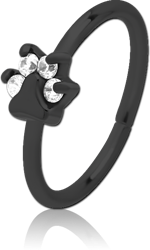 BLACK PVD COATED SURGICAL STEEL GRADE 316L JEWELED SEAMLESS RING - PAW
