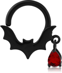 BLACK PVD COATED SURGICAL STEEL GRADE 316L JEWELED SEAMLESS RING