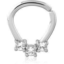 RHODIUM COATED BRASS JEWELED SEAMLESS RING