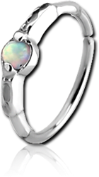SURGICAL STEEL GRADE 316L SYNTHETIC OPAL SEAMLESS RING