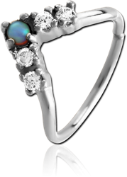 SURGICAL STEEL GRADE 316L SYNTHETIC OPAL SEAMLESS RING