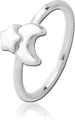 SURGICAL STEEL GRADE 316L SEAMLESS RING - CRESCENT AND STAR