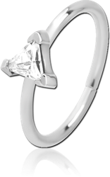 SURGICAL STEEL GRADE 316L JEWELED SEAMLESS RING - TRIANGLE