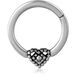 316L SURGICAL STEEL GRADE 316L HINGE SEGMENT RING BEADED HEART