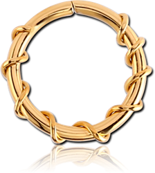 GOLD PVD 18K COATED SURGICAL STEEL GRADE 316L SEAMLESS RING - TWIST WIRE