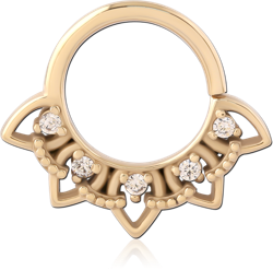 GOLD PVD 18K COATED SURGICAL STEEL GRADE 316L JEWELED SEAMLESS RING