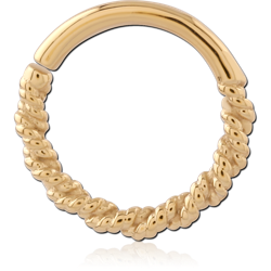 GOLD PVD 18K COATED SURGICAL STEEL GRADE 316L HINGE SEGMENT RING ROPE TWIST