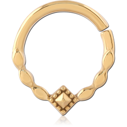 GOLD PVD 18K COATED SURGICAL STEEL GRADE 316L HINGE SEGMENT RING PETAL DIAMOND MOTIF