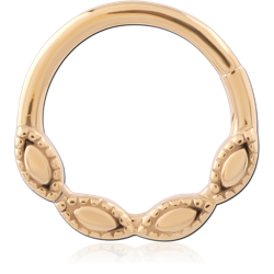 GOLD PVD 18K COATED SURGICAL STEEL GRADE 316L HINGE SEGMENT RING MARQUISE ACCENTS