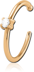 GOLD PVD 18K COATED SURGICAL STEEL GRADE 316L JEWELED OPEN NOSE RING