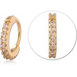 GOLD PVD 18K COATED SURGICAL STEEL GRADE 316L JEWELED NOSE RING CLICKER