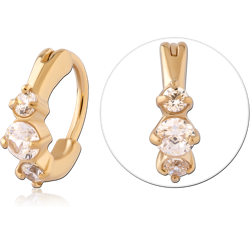 GOLD PVD 18K COATED SURGICAL STEEL GRADE 316L JEWELED NOSE RING CLICKER