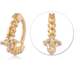 GOLD PVD 18K COATED SURGICAL STEEL GRADE 316L JEWELED NOSE RING CLICKER