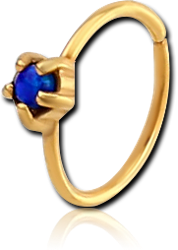 GOLD PVD COATED SURGICAL STEEL GRADE 316L SYNTHETIC OPAL SEAMLESS RING