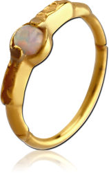 GOLD PVD COATED SURGICAL STEEL GRADE 316L SYNTHETIC OPAL SEAMLESS RING