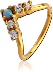GOLD PVD COATED SURGICAL STEEL GRADE 316L SYNTHETIC OPAL SEAMLESS RING