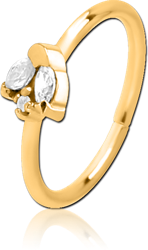 GOLD PVD COATED SURGICAL STEEL GRADE 316L JEWELED SEAMLESS RING