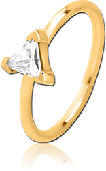 GOLD PVD COATED SURGICAL STEEL GRADE 316L JEWELED SEAMLESS RING - TRIANGLE