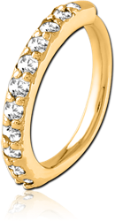 GOLD PVD COATED SURGICAL STEEL GRADE 316L JEWELED SEAMLESS RING