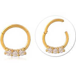 GOLD PVD COATED SURGICAL STEEL GRADE 316L JEWELED SEAMLESS RING