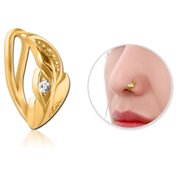 GOLD PVD COATED SURGICAL STEEL GRADE 316L JEWELED NOSE CLIP