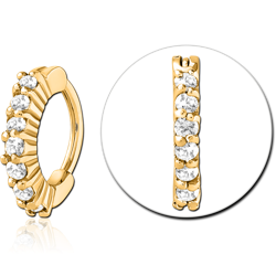 GOLD PVD COATED SURGICAL STEEL GRADE 316L JEWELED NOSE RING CLICKER