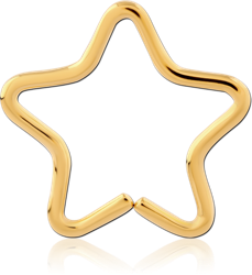 GOLD PVD COATED SURGICAL STEEL GRADE 316L OPEN STAR SEAMLESS RING