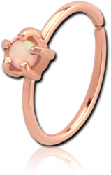 ROSE GOLD PVD COATED SURGICAL STEEL GRADE 316L SYNTHETIC OPAL SEAMLESS RING