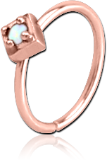 ROSE GOLD PVD COATED SURGICAL STEEL GRADE 316L SYNTHETIC OPAL SEAMLESS RING