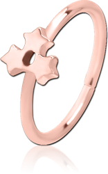 ROSE GOLD PVD COATED SURGICAL STEEL GRADE 316L SEAMLESS RING - TRIPLE STAR
