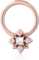 ROSE GOLD PVD COATED SURGICAL STEEL GRADE 316L JEWELED SEAMLESS RING