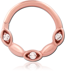 ROSE GOLD PVD COATED SURGICAL STEEL GRADE 316L JEWELED SEAMLESS RING