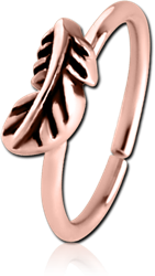 ROSE GOLD PVD COATED SURGICAL STEEL GRADE 316L SEAMLESS RING - FEATHER
