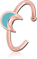 ROSE GOLD PVD COATED SURGICAL STEEL GRADE 316L OPEN NOSE RING - CRESCENT
