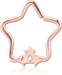 ROSE GOLD PVD COATED SURGICAL STEEL GRADE 316L OPEN STAR SEAMLESS RING - TRIPLE STAR