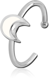 SURGICAL STEEL GRADE 316L OPEN NOSE RING ENAMEL - CRESCENT