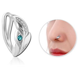 SURGICAL STEEL GRADE 316L VALUE JEWELED NOSE CLIP - LEAF