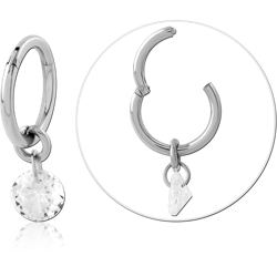 Titanium Alloy Hinged Segment Ring with Titanium Alloy Sliding Jeweled Charm