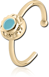 ZIRCON GOLD PVD COATED SURGICAL STEEL GRADE 316L OPEN NOSE RING